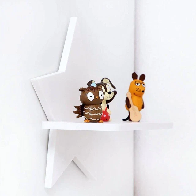 Star Floating Shelves Wall Storage Rack Wood Shelf Hanger Mounted White