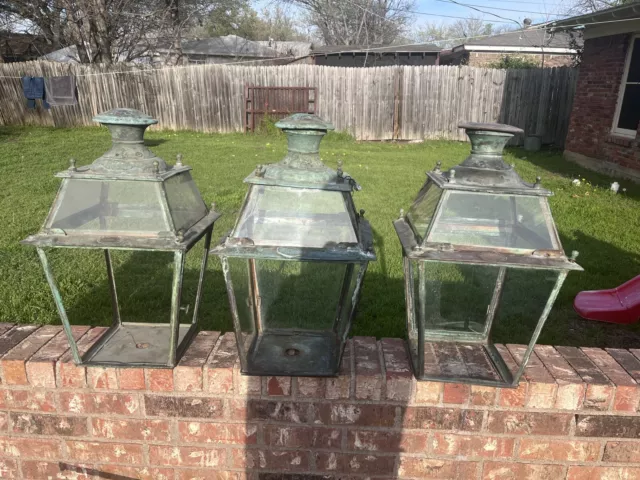 Set Of 3 Large 19th Century French  Copper Lanterns Leon Luchaire