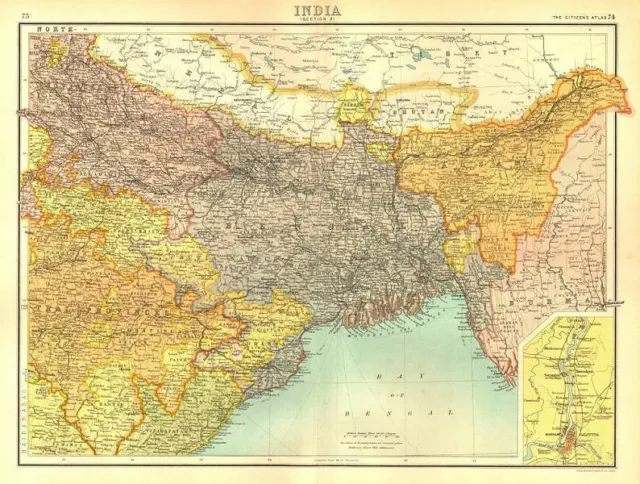 BRITISH INDIA NORTH EAST.Bengal Assam Orissa Sikkim Bhutan.BARTHOLOMEW 1898 map