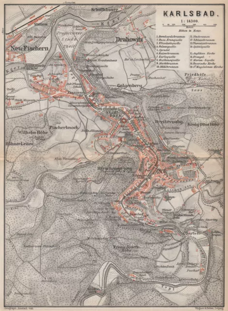 KARLSBAD VARY Stadtplan Mesta. Karlsbad Karlsbad. Tschechische Republik 1896 Karte