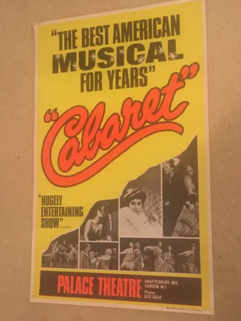 Caberet Palace Theatre Poster 1960s Judi Judy Dench Rare Musical