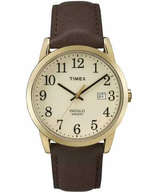 Timex TW2P75800, Men's Easy Reader Brown Leather Watch, Indiglo, Date, 38MM Case