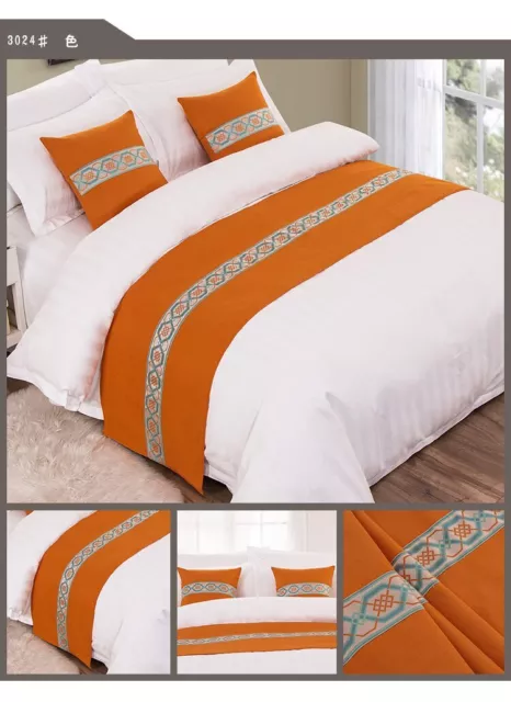 Cotton Linen Solid Color Bed Runner Bedspread Bed Scarf Protector Hotel Decor 3