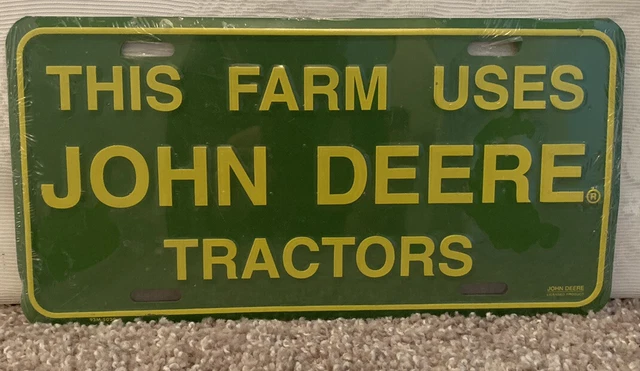John Deere Metal Embossed License Plate This Farm Uses John Deere Tractors