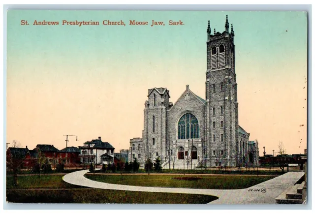 Moose Jaw Saskatchewan Canada Postcard St. Andrews Presbyterian Church c1910