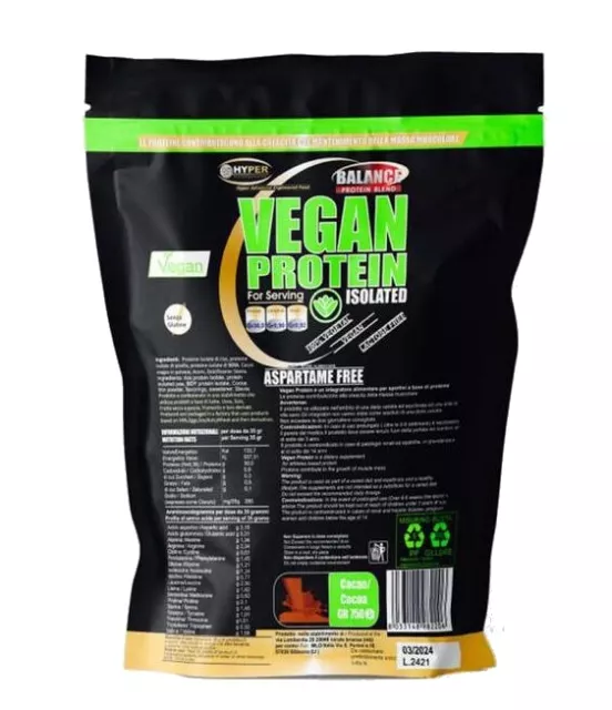 Proteine Vegetali Vegane in polvere Vegan Protein Isolate Soia Pisello Riso PP