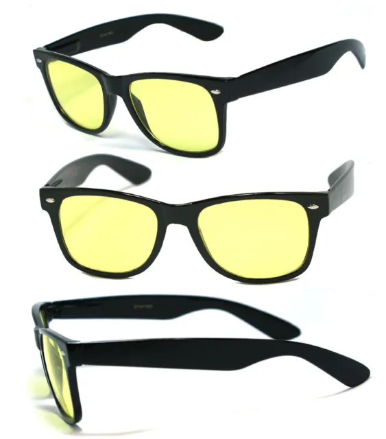 Retro Sqaure Frame Night Driving Spring Temple Yellow Lens Sun Glasses – 417ND