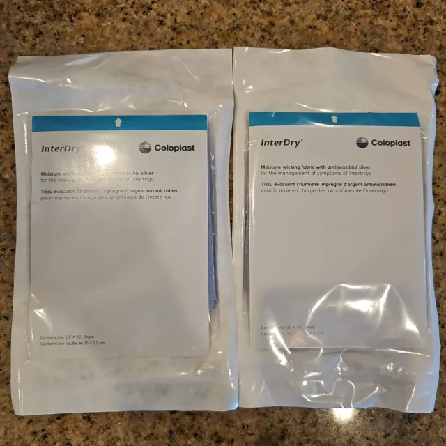TWO (2) PACK Coloplast InterDry Sheet 10x 36 Antimicrobial Silver $21.99  - PicClick