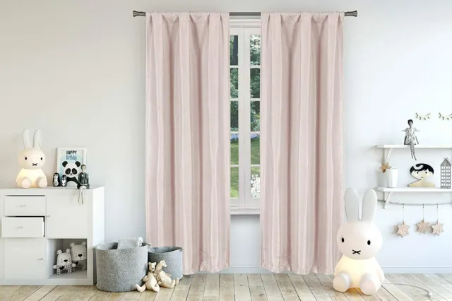 2 Panels - Lala + Bash Danielle Solid Blackout Curtains 38 x 84in -  Pretty Pink