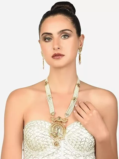 Set di gioielli RaniHaar in stile pavone con perle tradizionali indiane e... 3