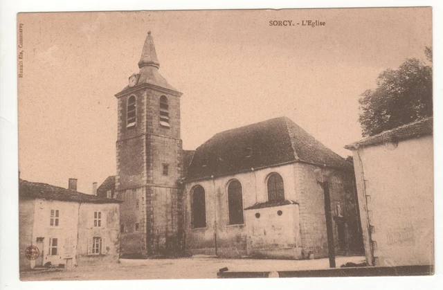 CPA 55 - SORCY : L'ÉGLISE (MEUSE) - ÉCRITE PAR UN POILU LE 13 février 1915