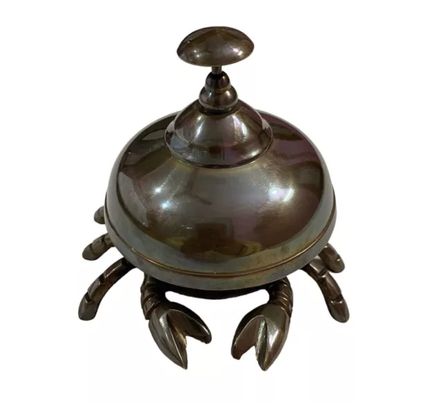 Nautical Brass Crab Desk Bell Vintage Antique Hotel Counter Reception Bell Decor