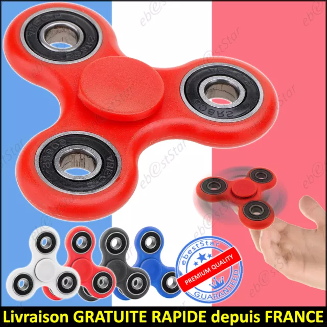 Hand Spinner Fidget Anti-Stress Rouge Blanc Bleu Noir Jouet ADHD Toupie