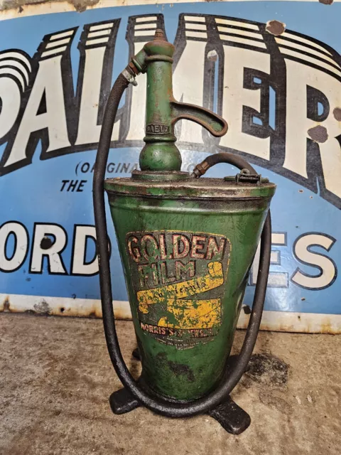 Morris's Golden Film Vintage Baelz Gear Oil Pump Dispenser Garage Automobilia