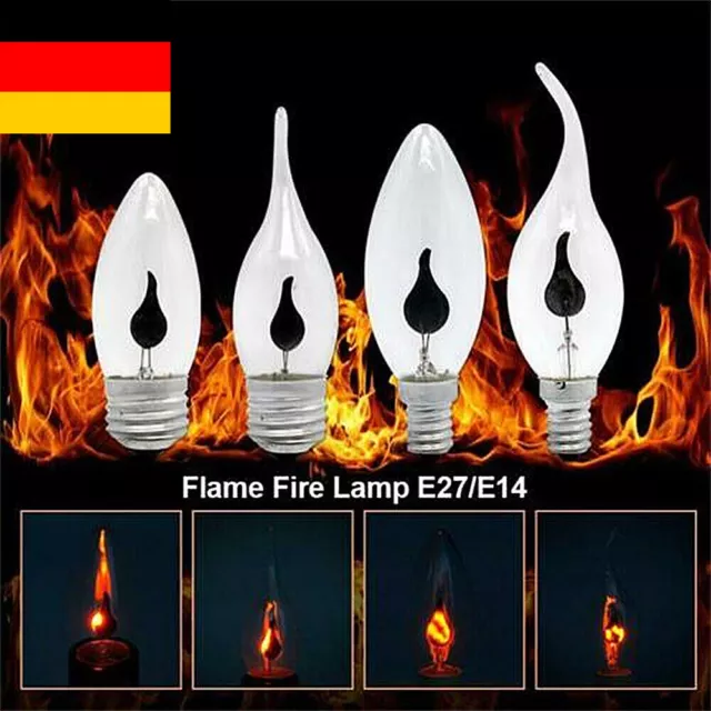 10X E27/E14 LED FLACKER Feuer Flamme Kerze Glühbirne Atmosphäre Wohnkultur Lampe