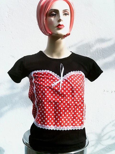 Punk Berry con Gonna Rockabilly Dirndl Boho Bambino Diva T-Shirt XS 34