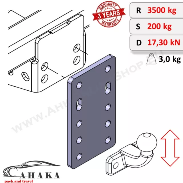 Towbar Tow Ball Hitch Drop Plate Height Adjuster 5x45 (-45/-90/-135 mm) 90 mm