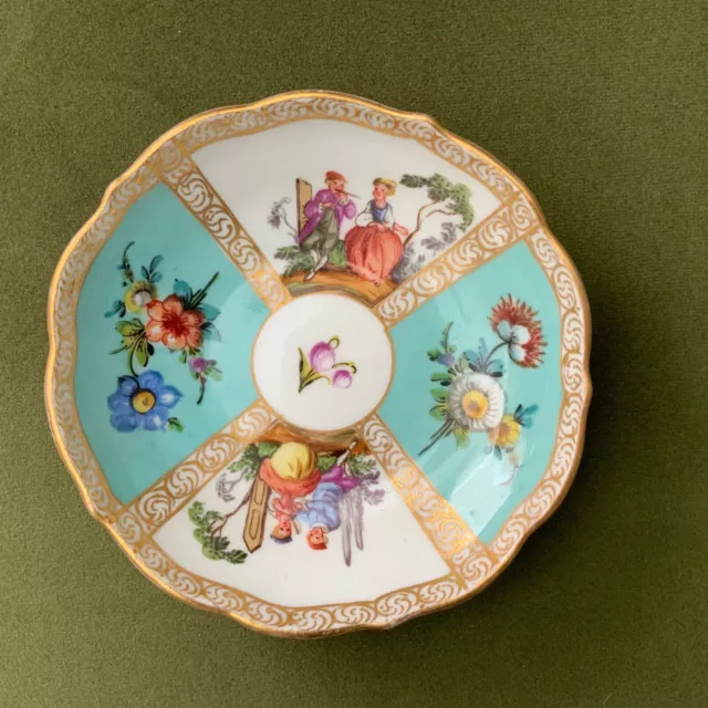 Meissen Dresden 19Th Century Hand Painted Scenic Miniature Cabinet Plate 10.5Cm