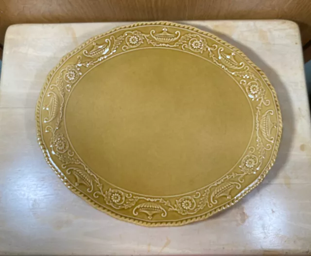 Vintage 1960's Canonsburg Pottery Ironstone Regency Gold Oval Serving Platter