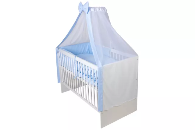 Babybett Tany mit 10tlg Komplett-Set Bettwäsche Matratze Nestchen Farbe Blau