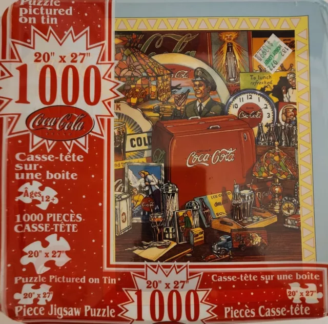 VINTAGE COCA-COLA 1000 PIECE PUZZLE W/Collector Tin SEALED 20" x 27" USA ~  RARE