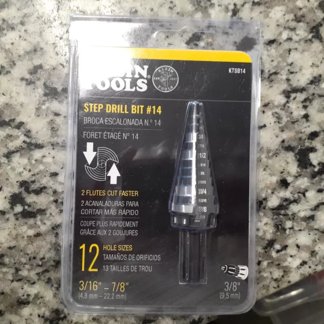 Klein Tools KTSB14 Step Drill Bit #14  12 Hole Sizes NEW + Free Shipping