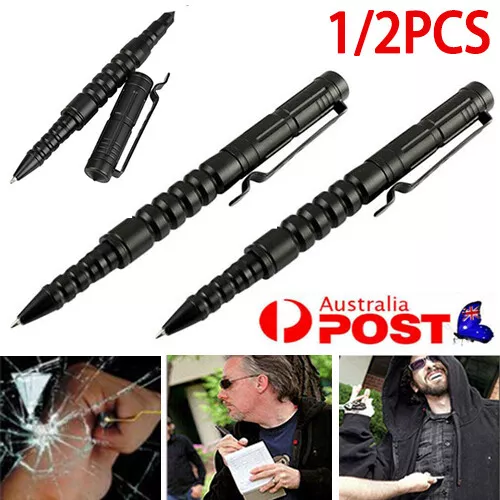 Self Defense Tactical Pen Glass Breaker Survival Multi Tool Gear Writing Black