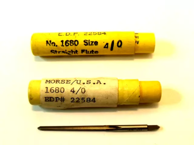 (2) NIB Morse 5278 No. 1680 Straight Flute Taper Pin Reamers:  Size 4/0