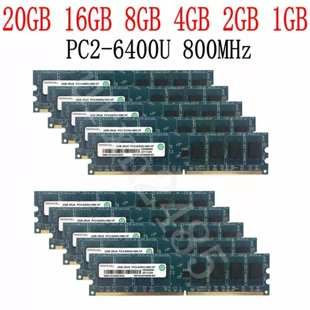 RAM de bureau Ramaxel 20 Go 16 Go 8 Go 4 Go 2 Go PC2-6400U DDR2 800 Mhz 240 broches DIMM DE