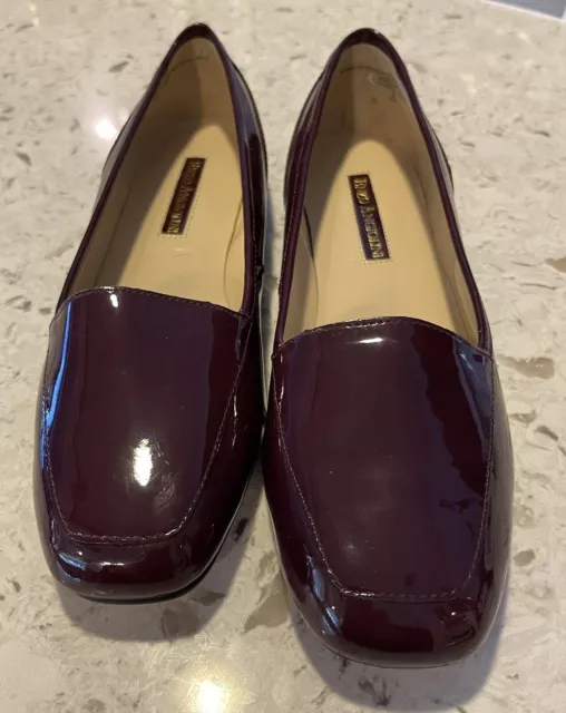 NWOB Enzo ANGIOLINI Liberty Flat Slide On Burgandy Patent Leather Sz 9W