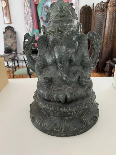 Antique Bronze With Patina Ganesha  Bronze Statue Thailand. Beautiful!