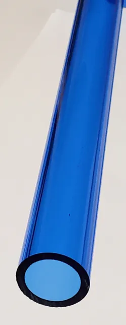 1” OD x 3/4" ID DIAMETER 12” INCH LONG CLEAR BLUE ACRYLIC PLEXIGLASS LUCITE TUBE