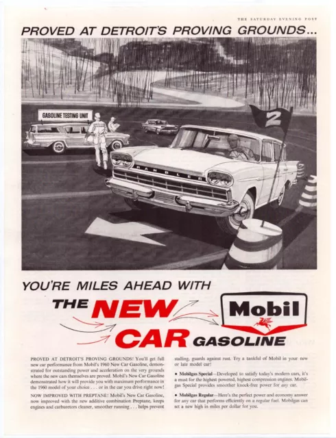 Print Ad Mobil 1960 Detroit Proving Grounds Full Page Large Magazine 13.5"x10.5"