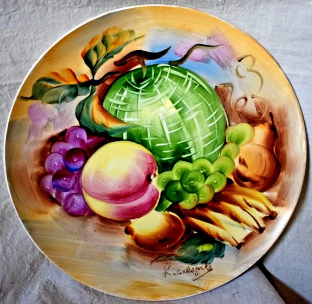 FRUIT themed Plate 9 inch Hand Painted Ucagco Ceramics Japan signed