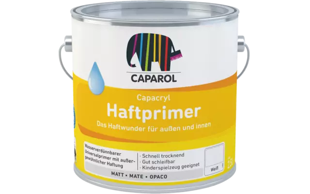 CAPAROL Capacryl Haftprimer WEISS 2.5 Liter Grundierung Primer Holz Zink Alu PVC