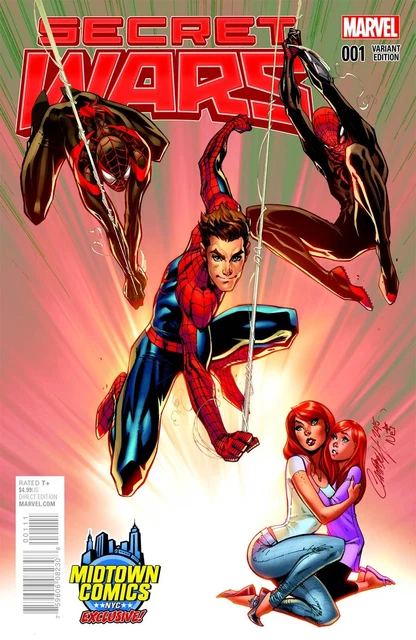 Secret Wars 1 Rare J Scott Campbell Midtown Color Variant Spiderman