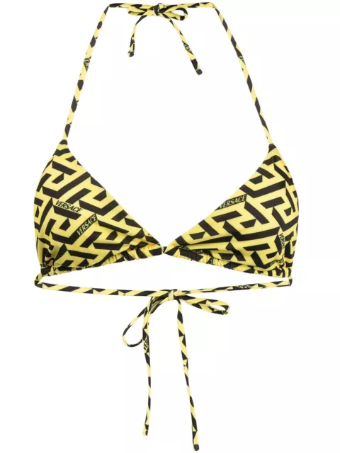 VERSACE 296876 Women monogram-print triangle Bikini Top Size 1