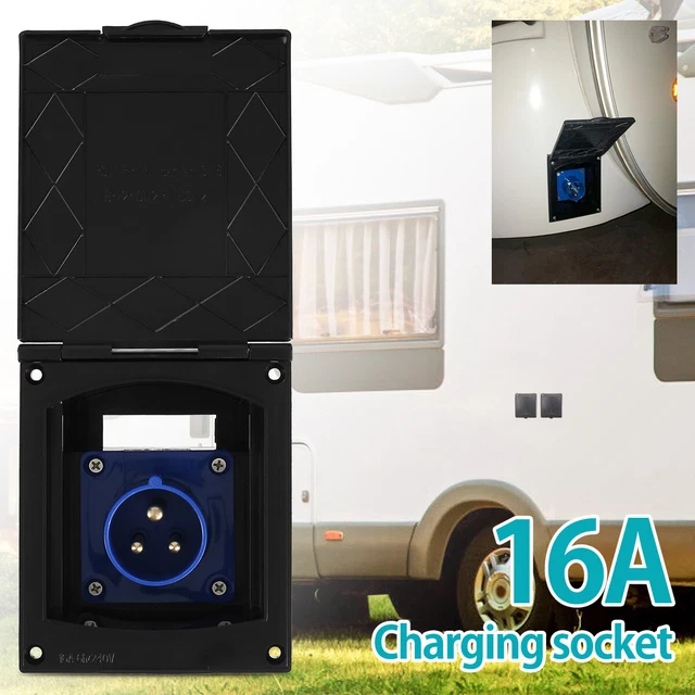 MAINS HOOK UP Inset Socket Flush Fit For Caravan Motorhome Camping ...