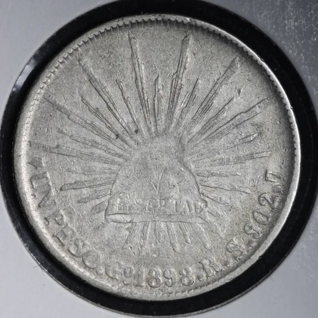 1898 GO RS Mexico Peso Sweet Silver Coin CHOICE VF/XF E789