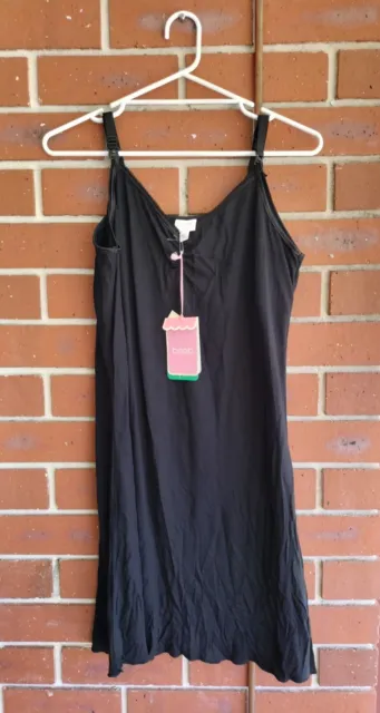 NWT Boob Design Sustainable Brand Medium Black Maternity Nursing Nightie Chemise