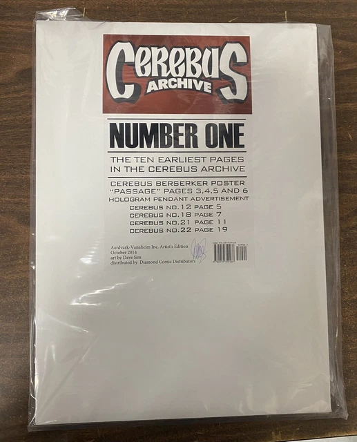 Cerebus Archive Portfolio Volume 1 Poster Signed Dave Sim Aardvark Sealed