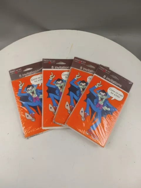 VTG American Greetings Invitation Cards Come On Over For A Bite Vampire Lot Of 4