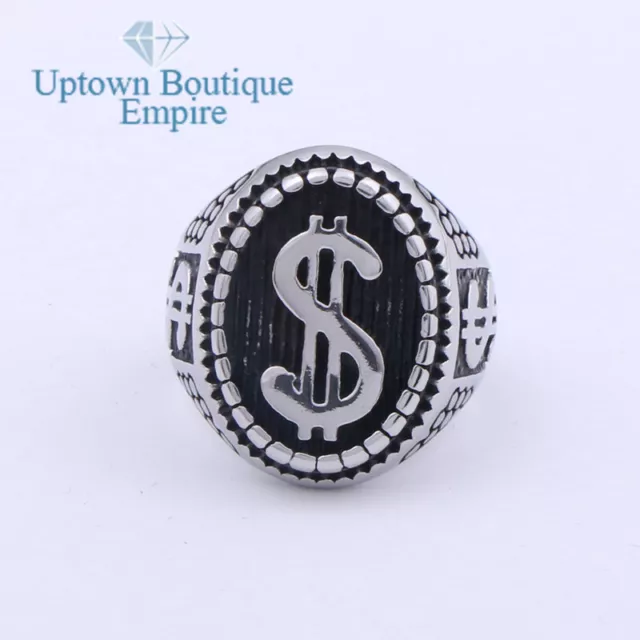 Casino Lucky Money Dollar Sign Men's Stainless Steel Oval Ring Size:8-13 #AAJ