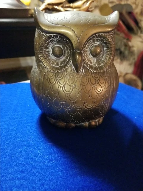 Vintage Brass Owl Piggy Bank
