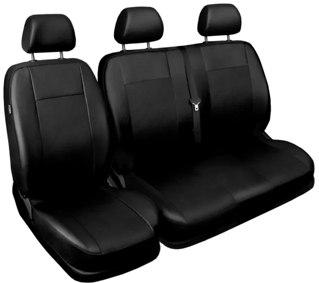 Van seat covers fit Vauxhall Vivaro 2001 - 2014  black  ECO LEATHER