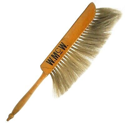 LATE 19TH-EARLY 20TH C AMERICAN ANTIQUE SGND W. McW. MAPLE/HORSEHAIR WOOD BRUSH