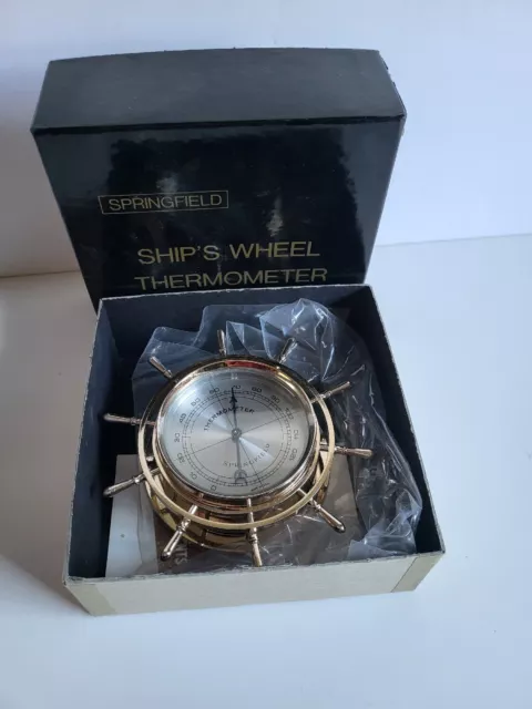 Springfield Thermometer Ships Wheel In Original Box Vintage