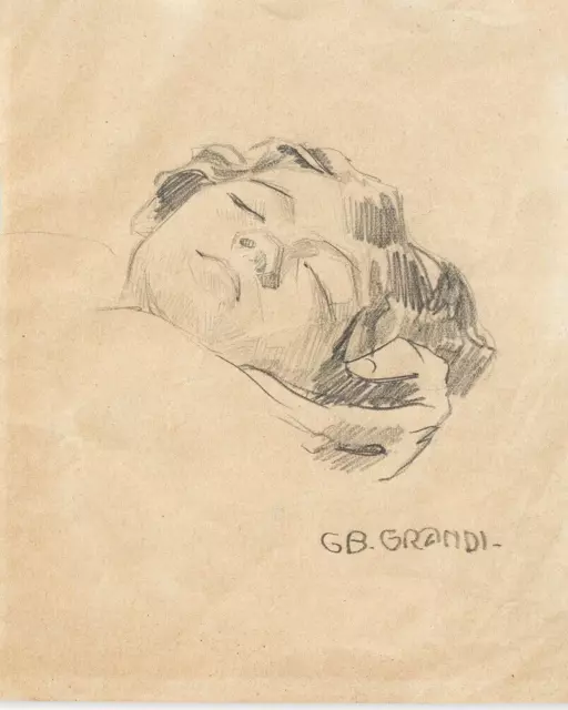 Giovanni Battista Grandi ( 1886 - 1963) DIPINTO DISEGNO CARBONCINO old RITRATTO
