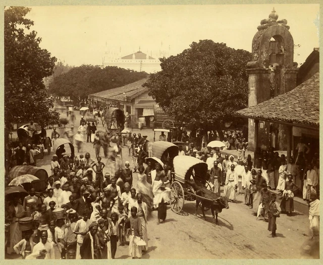 vintage large photo natives in Colombo street by Scowen Ceylon Sri Lanka ca 1875