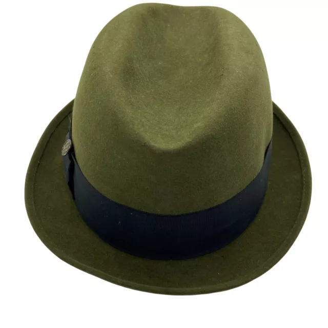 Fedora Hat Vintage Mallory Fifth Avenue Mens Green Fitted Black Bow Banded Sz 7